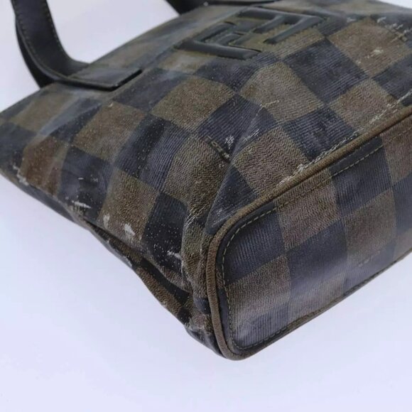 FENDI Pecan Canvas Hand Bag 2way Brown Black - Picture 7 of 16
